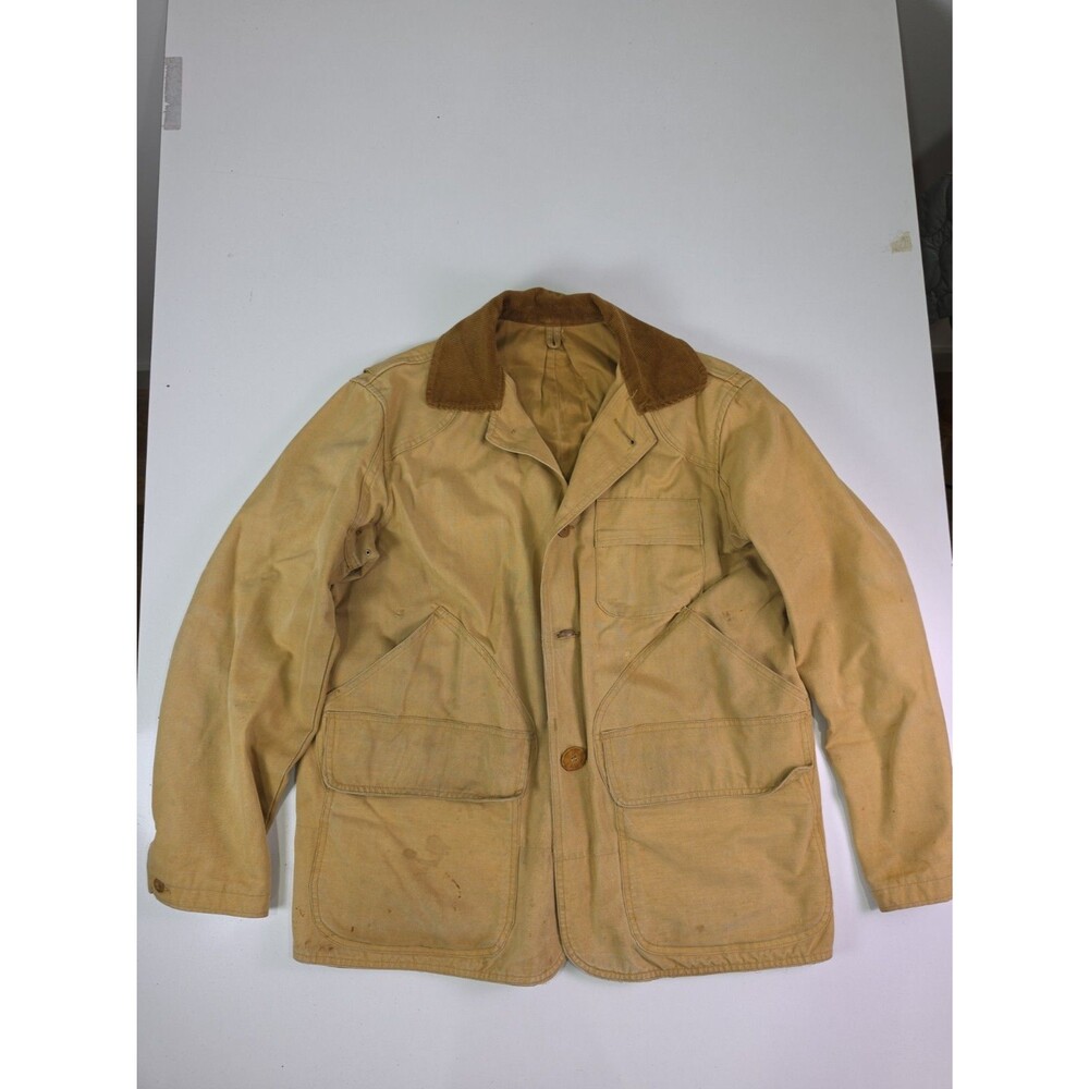 Vintage J.C. Higgins Hunting Jacket Mens Medium Brown Retro Duck Canvas Outdoor